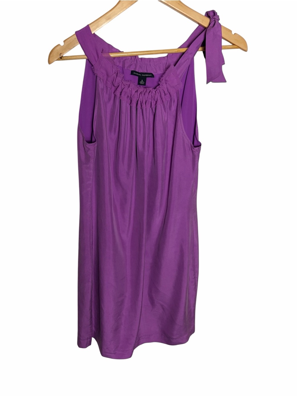 2010 Banana Republic purple silk tie neck shift dress size 6